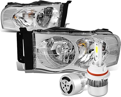 Dodge Ram 3rd Gen headlight assembly in active fit showing aluminum heatsink with cooling fan