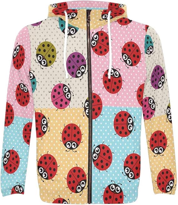 Amazon.com: INTERESTPRINT Men's Ladybug Pocket Pullover Full Zip Hoodie