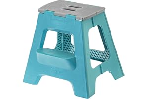 Vigar Compact Step Stool Foldable, Step Stools for Adults, Two-Step Stool, 16-inch, Lightweight Stool, 330 lb Capacity, Non-Slip Folding Step Stool, Turquoise