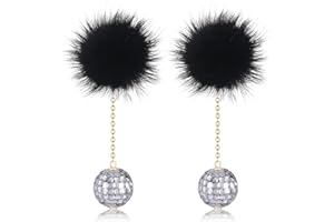 XOCARTIGE Hot Pink Earrings Disco Ball Earring for Women Pom Pom Dangle Earrings Reflective Mirrorball Earrings 70s 80s Disco Dance Party Costume Accessories Cowgirl Country Concert Outfits Halloween New Year Holiday Jewelry Gifts