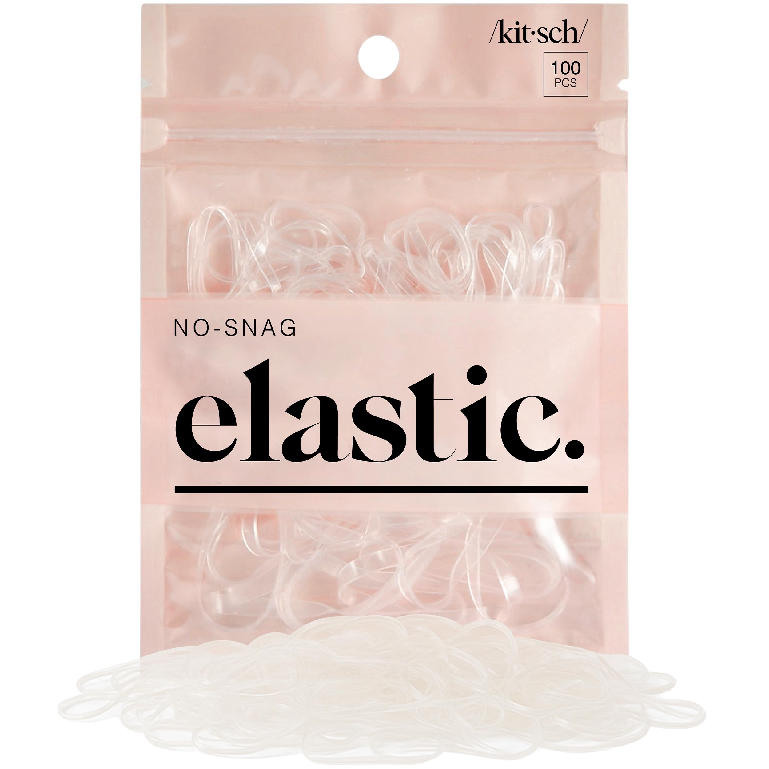 Kitsch Pro No Snag Mini Gummy Elastic Hair Bands For Hair Styling, Braids, Ponytails, Hair Ties for Toddlers, 100 Pcs in a Pack (100 Count (1 Pack), Clear)