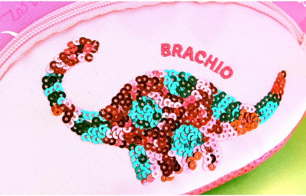 Waist Fanny Hip Pack Pouch Crossbody Waist Coin Purse Bag Dinosaur Childs bumbag for Kids Children, Girls, Boys (Brachio Pink) - Image 3