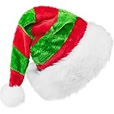 Beinline Santa Hat, Large Christmas Claus Hat for Unisex Adults, Thicken Velvet Comfort Classic Gift for Women, Men, Christmas New Year Festive Holiday Party Supplies
