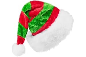 Beinline Santa Hat, Christmas Claus Hat for Unisex Adults, Thicken Velvet Comfort Classic Gift for Women, Men, Christmas New Year Festive Holiday Party Supplies