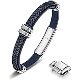 LUCKY2+7 Leather Bracelet for Men with Adjustable Stainless Steel Magnetic Clasp Multi-Layer Braided Mens Leather Bracelet