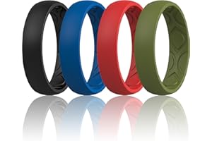 ThunderFit Women Breathable Air Grooves Silicone Wedding Bands Promise Rings 5.5mm Wide 1.8mm Thick - 1/4/8/12 Variety Multipack