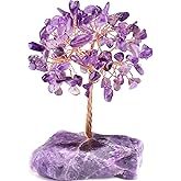 QINJIEJIE Amethyst Crystal Tree Crystals Healing Stones Reiki Natural Crystals Base Copper Wire Tree Life Spiritual Meditation Energy Room Office Desk Decor Purple Gifts for Women Men