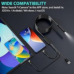 Endoscope Camera with Light, GinoCaco 1920P HD