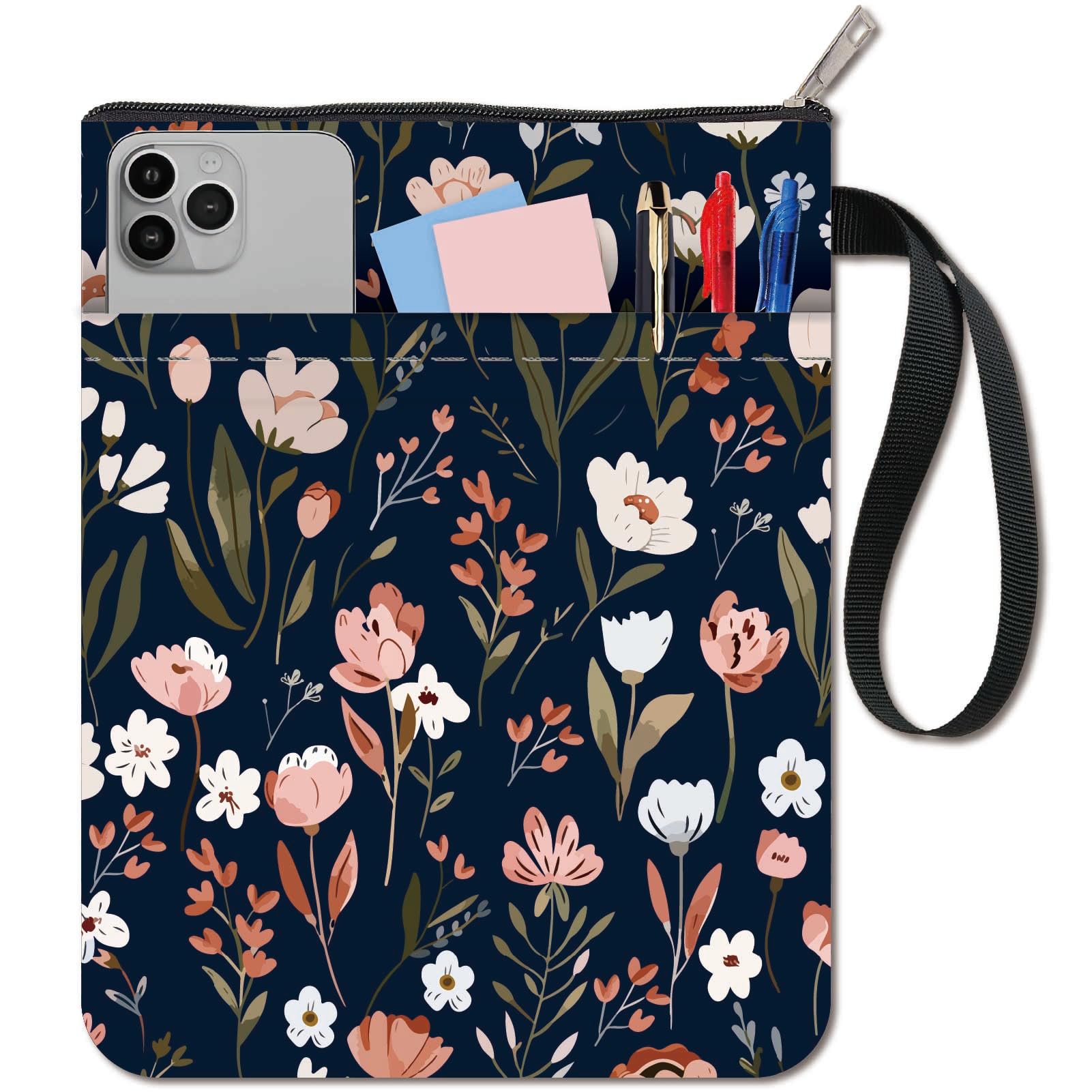 CRASPIRE Plant Book Covers Vintage Book Sleeve Flower Book Protector for Paperbacks Washable Fabric Cloth Book Cover with Zipper and Extra Sleeve Pocket for Book Lovers Classmate Gifts