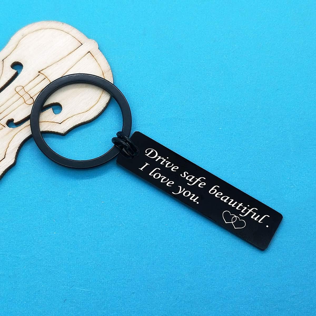 Huwujiu Drive Safe Keyring for Girlfriend Wife Drive Safe Beautiful I Love You Keyring for Her Christmas Birthday Gifts Valentines Day Gifts Drive Safe Gifts for Women Friend Family - Image 3