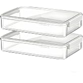 PINGANBUSU Clear Plastic Storage Box with Lid, Stackable File Organizer Case for A4 Paper Letter Documents, Craft Art Supplies Storage for Home Office School, 2 Pack