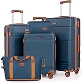 Cobens Luggage Sets 5 Piece with Spinner Wheels, Lightweight Hardshell Suitcases Set with Lock for Men and Women, Carry on Luggage Travel Set with Durable ABS Hard Case