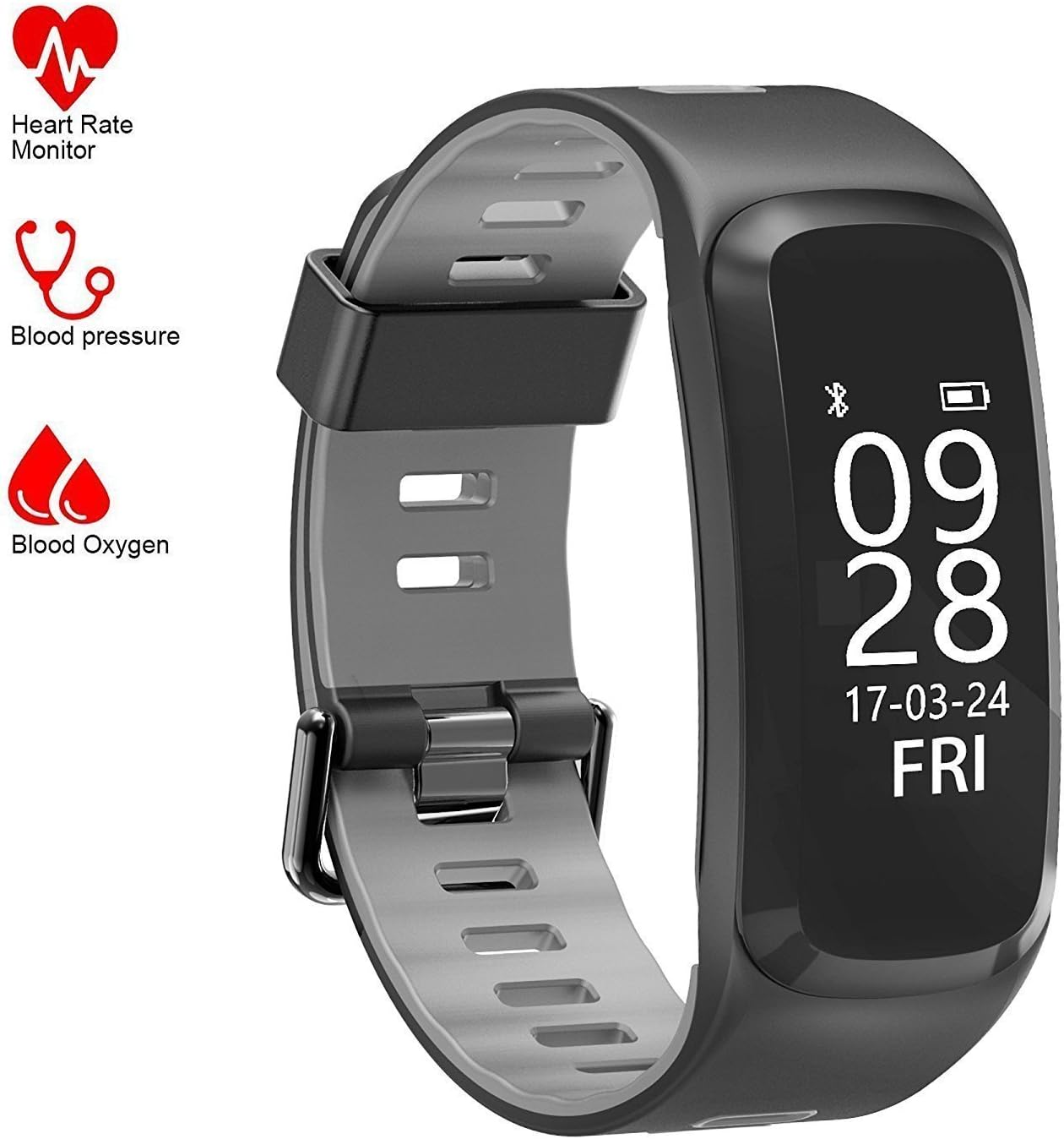 Fitness Tracker, NewWishes F4 Heart Rate Monitor Tracker Smart Bracelet Activity Tracker Bluetooth Pedometer with Sleep Monitor Smart watches for iPhone X 7 8 Plus 6 Samsung S8 and Other Android or iOS Smartphones