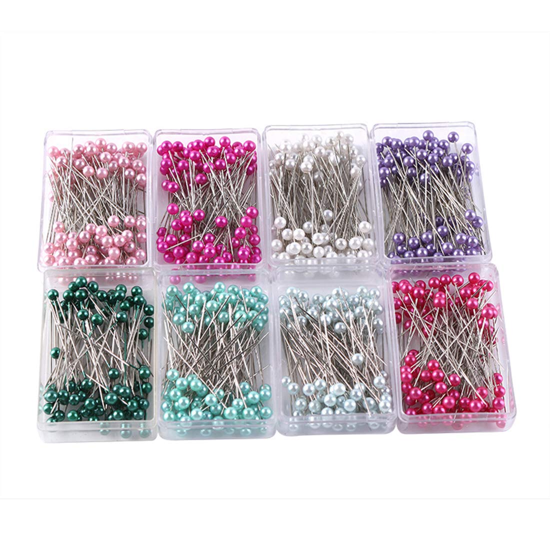 Bessy shop Pearl Head Pins,800Pcs Sewing Pins with Coloured Heads,Sewing Pins Pearl Headed Corsage Pins for Jewelry Making Earring Bracelet Flower Decoration,8 Colors,1.57inch