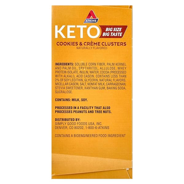 ATKINS KETO TREATS, COOKIES & CRÈME CLUSTERS, GLUTEN FREE, HIGH FIBER, LOW CARB, KETO FRIENDLY, 8 COUNT
