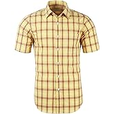 TOPORUS Mens Casual Regular Fit Short Sleeve Plaid Shirts