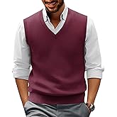 PJ PAUL JONES Mens V-Neck Knitted Sweater Vest Solid Plain Sleeveless Pullover Knitwear