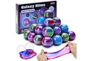 JOYIN Slime Party Favors, 24 Pack Mixed Colors Galaxy Slime Ball Party Favors - Stretchy, Non-Sticky, Mess-Free, Stress Relie
