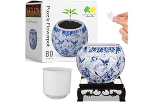 Silipull 3D Puzzle Vase 3D Puzzle Flower Vase Crafted from 160 Curved Plastic Pieces DIY Housewarming Gift for Flower Arrangements and Home Decoration (Blue and White Flowers)