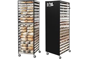 TISCOVER Commercial Bread Rack Cover Speed rack cover with Zipper, 20tier Sheet Pan Rack Cover Bun Pan Rack Cover with Vents ，23"X28"X64" Kitchen Brkery Rack Cover Waterproof