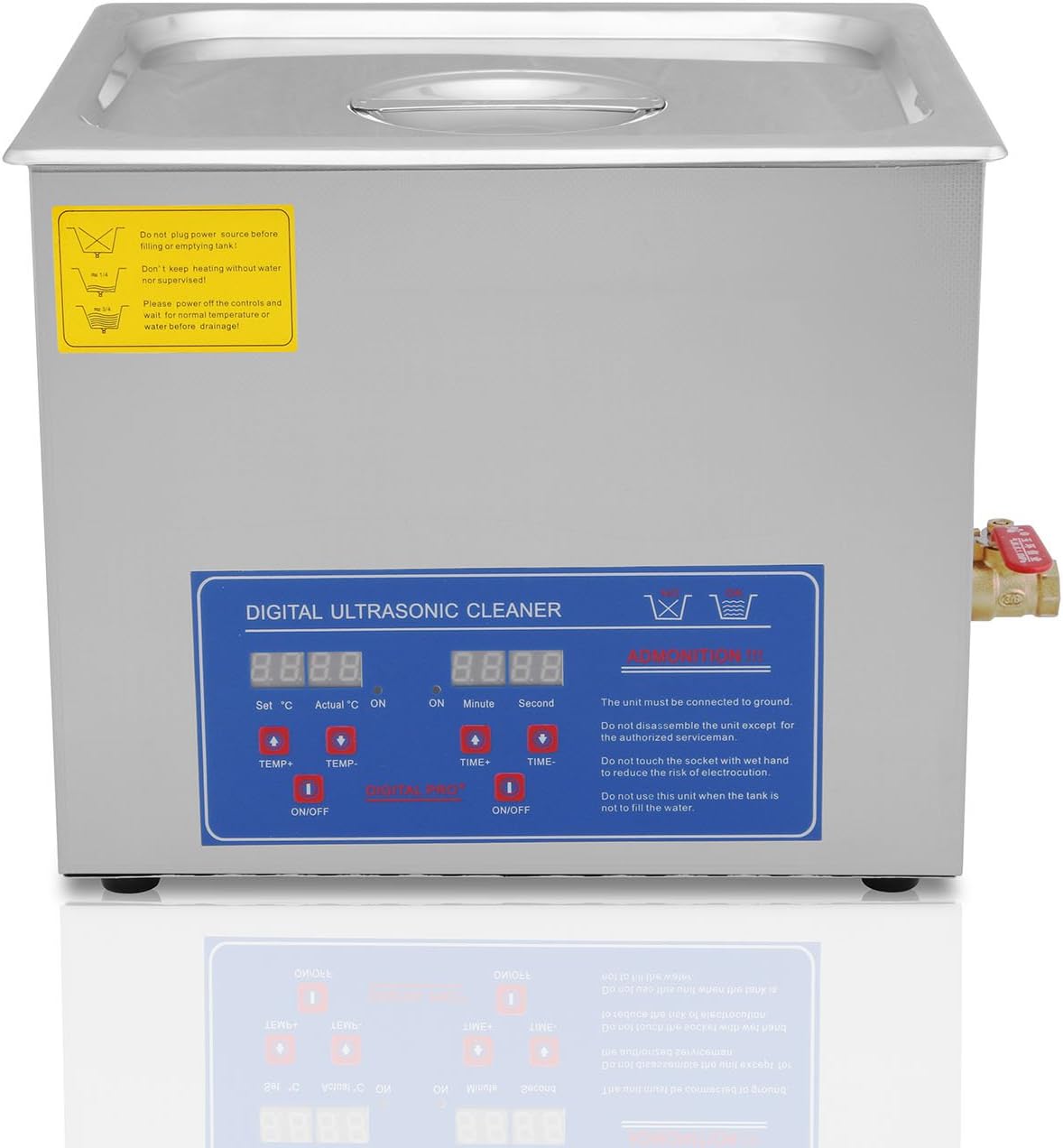 Wunicorn Ultrasonic Cleaner Jewellery Ultrasonic Cleaner with Heater Timer Digital Stainless Steel (10L)