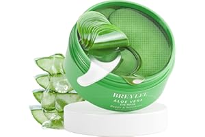 BREYLEE Aloe Vera Eye Masks - 60 Pcs - Reduce Puffy Eyes & Dark Circles, Firm & Improve Under Eye Skin, Pure Natural Extracts for Youthful Appearance & Reduction of Fine Lines and Wrinkles.