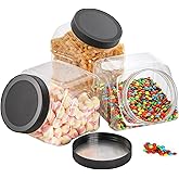 Frcctre 3 Pack Plastic Candy Jar with Lids, 98 Oz Clear Cookie Jar for Kitchen Counter, Wide Mouth Candy Buffet Containers Bu