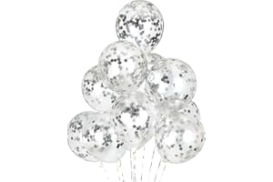 Silver Confetti Balloons 20 Pieces, 12 Inches Party Balloons With Silver Confetti Dots For Party Decorations Wedding Birthday
