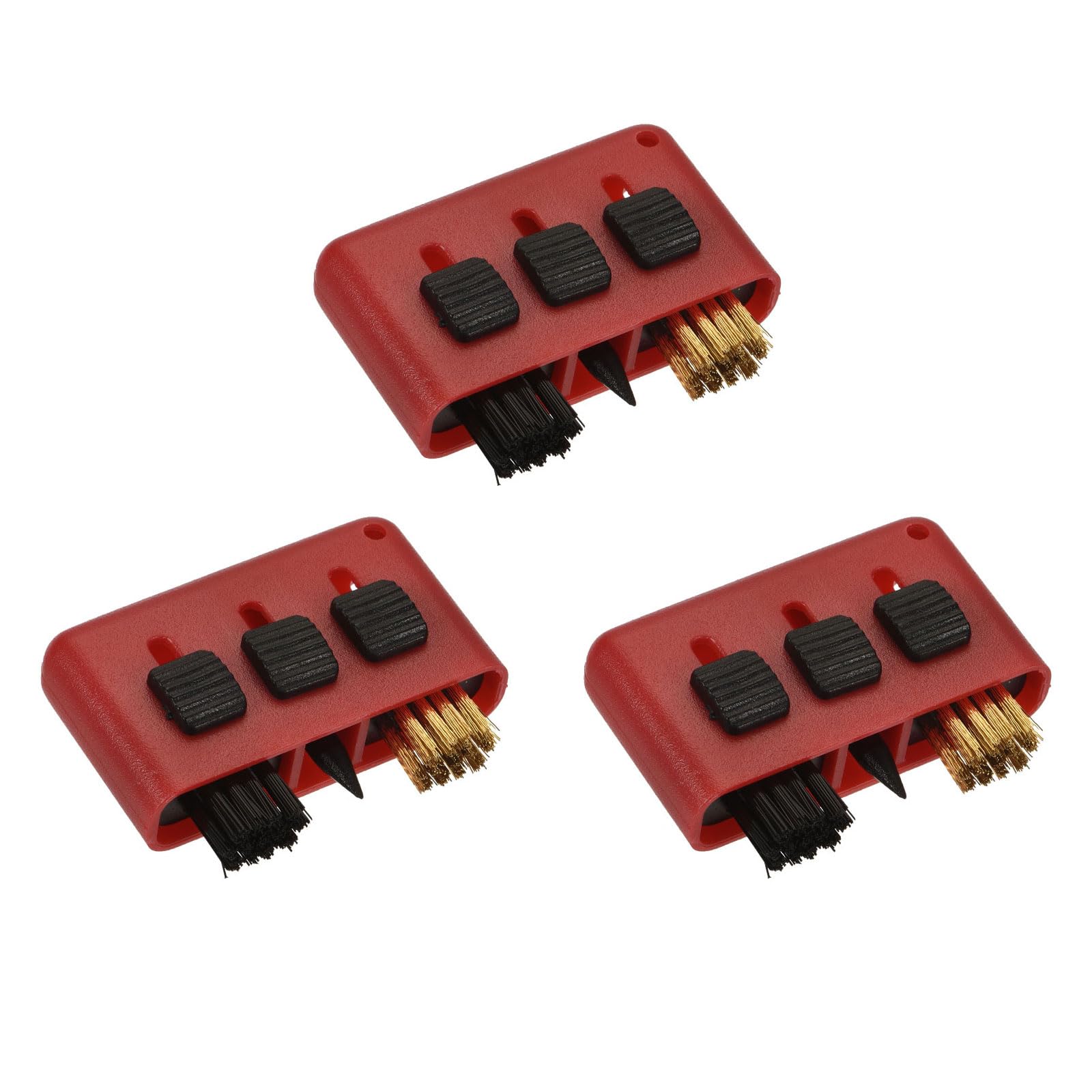 M METERXITY 3 Pack Golf Club Brush - Golf Club Groove Cleaner 3 in 1 Bristle Head Cleaning Tools, Retractable, Apply to Outdoor (Red)