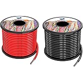 12 awg 3.3mm² Silicone Electrical Wire Cables 60 Feet [30ft Black and 30ft Red] 12 Gauge High Temp 200 deg C 600V Soft and Flexible Hook Up Oxygen Free Stranded Tinned Copper Wire Model Battery Cable