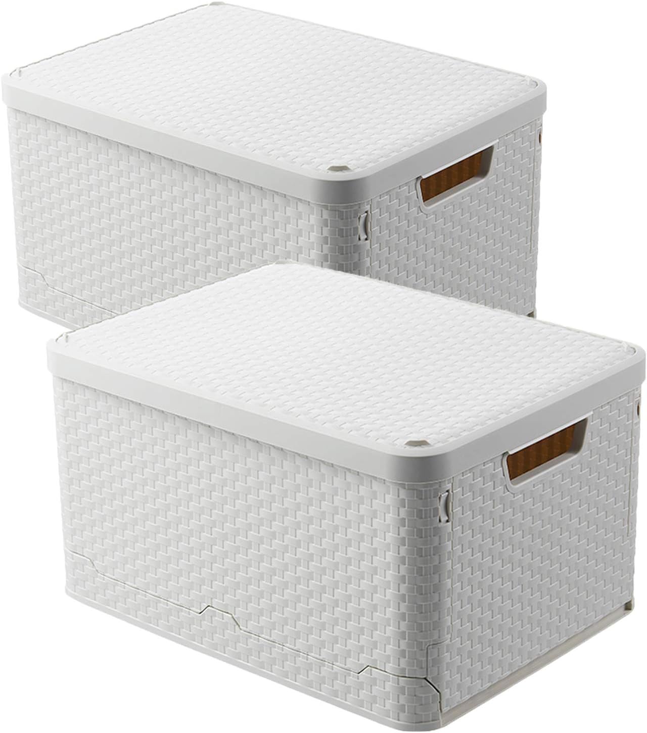 Amazon 収納ボックス 折りたたみ 収納ケース 大容量 折畳 蓋付き プラスチック整理ボックス L スタッキングボックス 雑貨 ベッド下 小物 おもちゃ 書類 雑誌 衣類収納 整理 衣装ケース ストレージボックス 組立簡単 防塵 防カビ 防湿 引っ越し 車載用