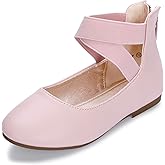 Hehainom Girls Dress Shoes Toddler Little Kids Gracy Ballet Mary Jane Ballerina Flats with Elastic Ankle Strap