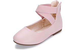 Hehainom Girls Dress Shoes Toddler Little Kids Gracy Ballet Mary Jane Ballerina Flats with Elastic Ankle Strap