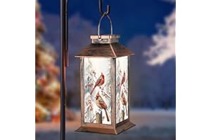 PAWATEE Solar Lanterns with Cardinal Theme Outdoor Waterproof Decorative Lights for Garden Birthday Gifts for Women, Mom, and Grandma Solar LED Hanging Lights for Yard, Patio, Lawn, and Porch(Snow Scene)