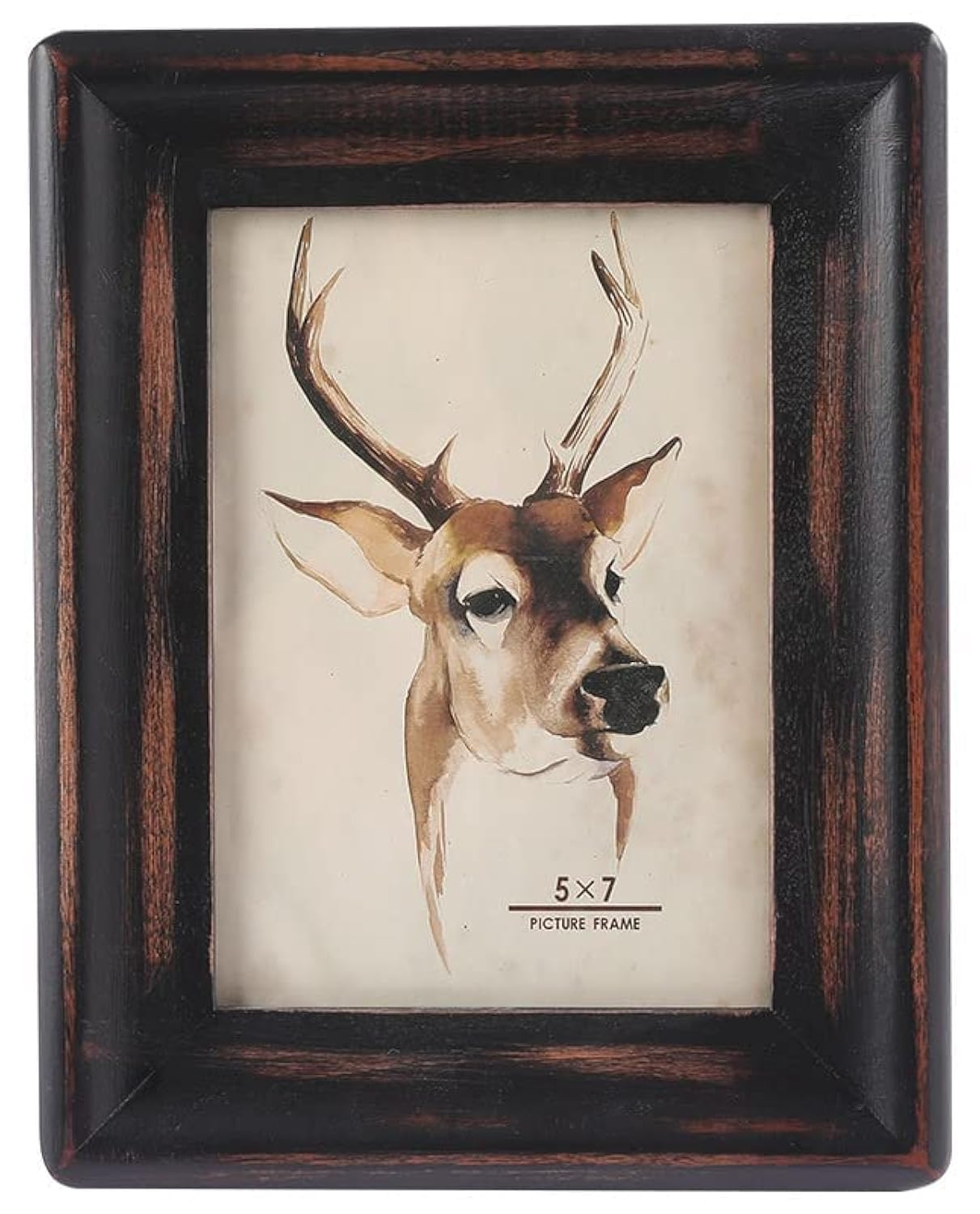 icheesday Rustic Picture Frame 5x7,Table Top or Wall Hanging Photo Frames with Glass Front 7 by 5（Black）
