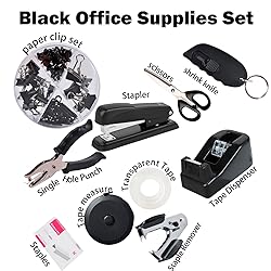 ChezMax Black Desk Accessory Kit Includes Stapler