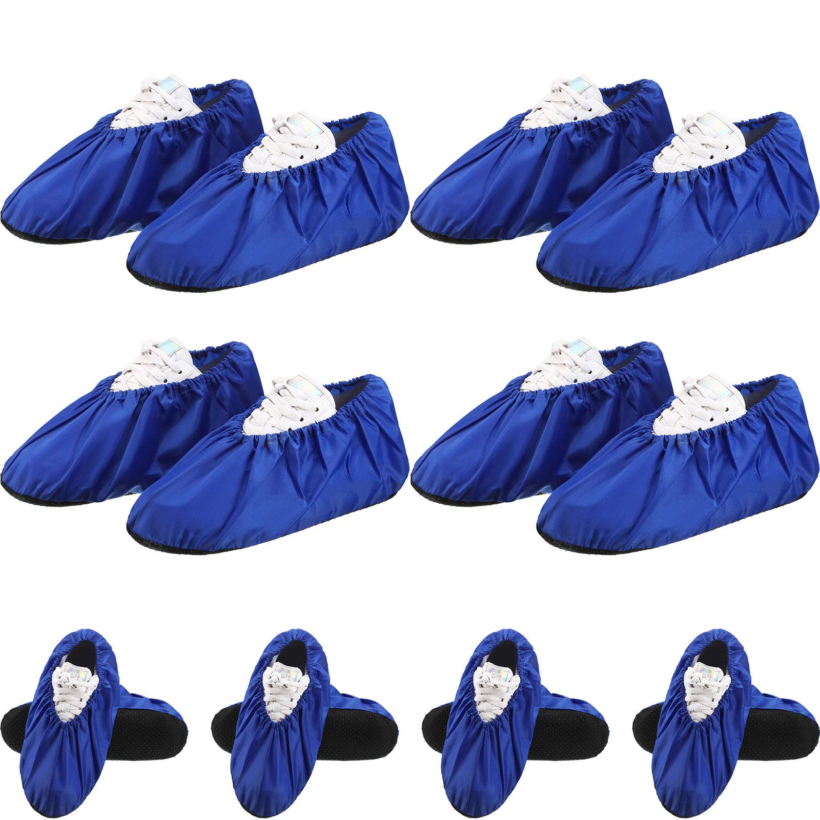 8 Pairs Non Slip Reusable Shoe Covers Waterproof Boot Covers for Household Carpet Floor Protection Machine Washable (Royal Blue)