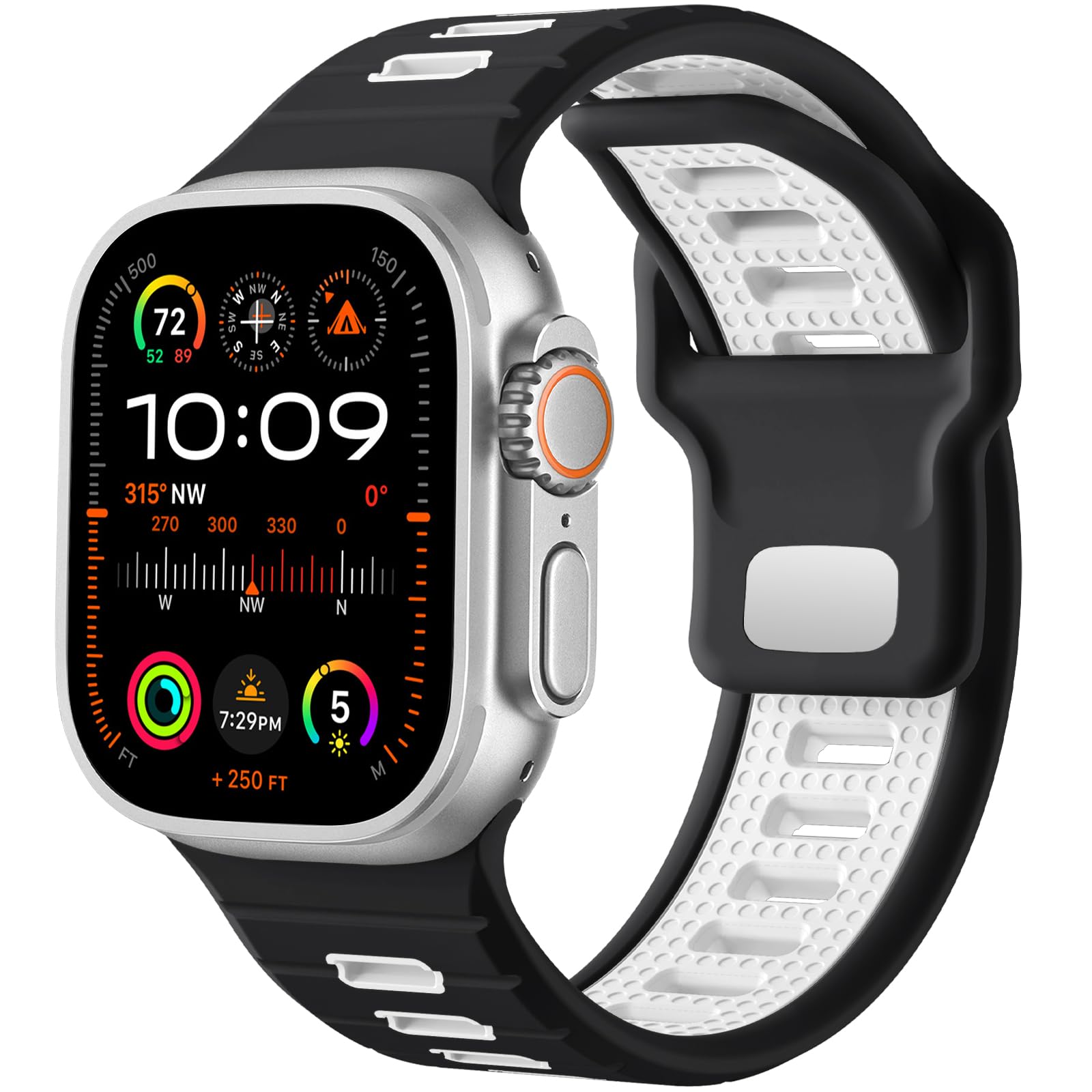 CeMiKa Compatible with Apple Watch Straps Ultra 3/Ultra 2/Ultra 49mm 44mm 46mm 45mm 42mm Men, 26mm Adjustable Silicone Sport Loop Replacement Bands for iWatch Series 11 10 9 8 7 6 5 4 SE 3 2 1