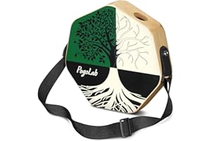 POGOLAB Three-tone Cajon, Portable Travel Drum Box with Adjustable Strap, Unique Appearance, Easy to Carry, for Home and Outdoor, Beautiful Percussion Instrument Gift (Green & White)