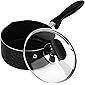 HooJay 1.5 Quart Non Stick Saucepan with Glass Lid,Small Soup Pot with Lid 1.5Qt Sauce Pan for Home Kitchen