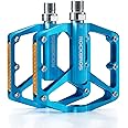 ROCKBROS Mountain Bike Pedals MTB Pedals Bicycle Flat Pedals Aluminum 9/16" Sealed Bearing Lightweight Platform for Road Mountain BMX MTB Bike