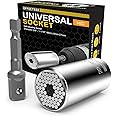 Universal Socket, Self-adjusting Socket Fits Standard 3/8'' - 1-1/16'' Metric 9mm-27mm, Adapter Socket for Wrench Ratchet & Power Drill, Tools Gifts for Men Him Husband Dad Father DIY Handyman Women