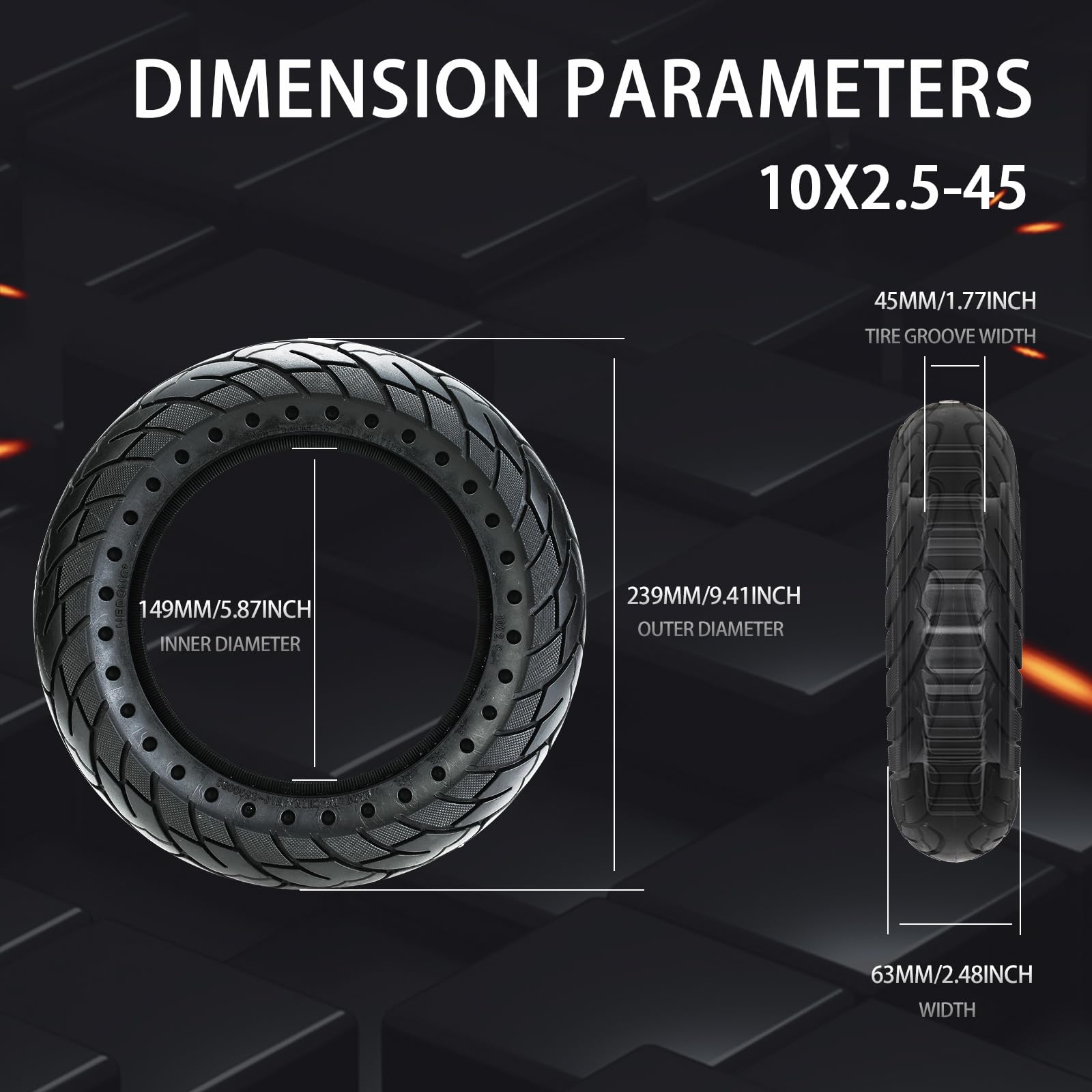 Solid Rubber Tire 10x2.5 Inch for Ninebot Segway MAX G30 G30P G30LP Electric Scooter, 60/70-6.5 Honeycomb Explosion-Proof Double Shock Absorption Front/Rear Tire Replacement Accessories 2PCS