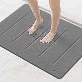Yolife Stone Bath Mat Large, 32" x 20" Diatomaceous Earth Bath Mat for Bathroom, Super Absorbent Quick Drying Bathroom Stone Mat, Non-Slip Diatomite Shower Mat, Easy to Clean, Dark Grey