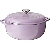 Lodge 6 Quart Enameled Cast Iron Dutch Oven with Lid – Dual Handles – Oven Safe up to 500° F or on Stovetop - Use to Marinate