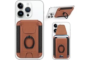 EXTRELIFE 3-in-1 Magnetic Wallet with Phone Grip, Compatible with MagSafe Wallet and Phone Stand, Leather Privacy Flap, Magnetic Phone Wallet Holder with Phone Ring for iPhone 15/14/13/12 Series, 7 Cards, Brown