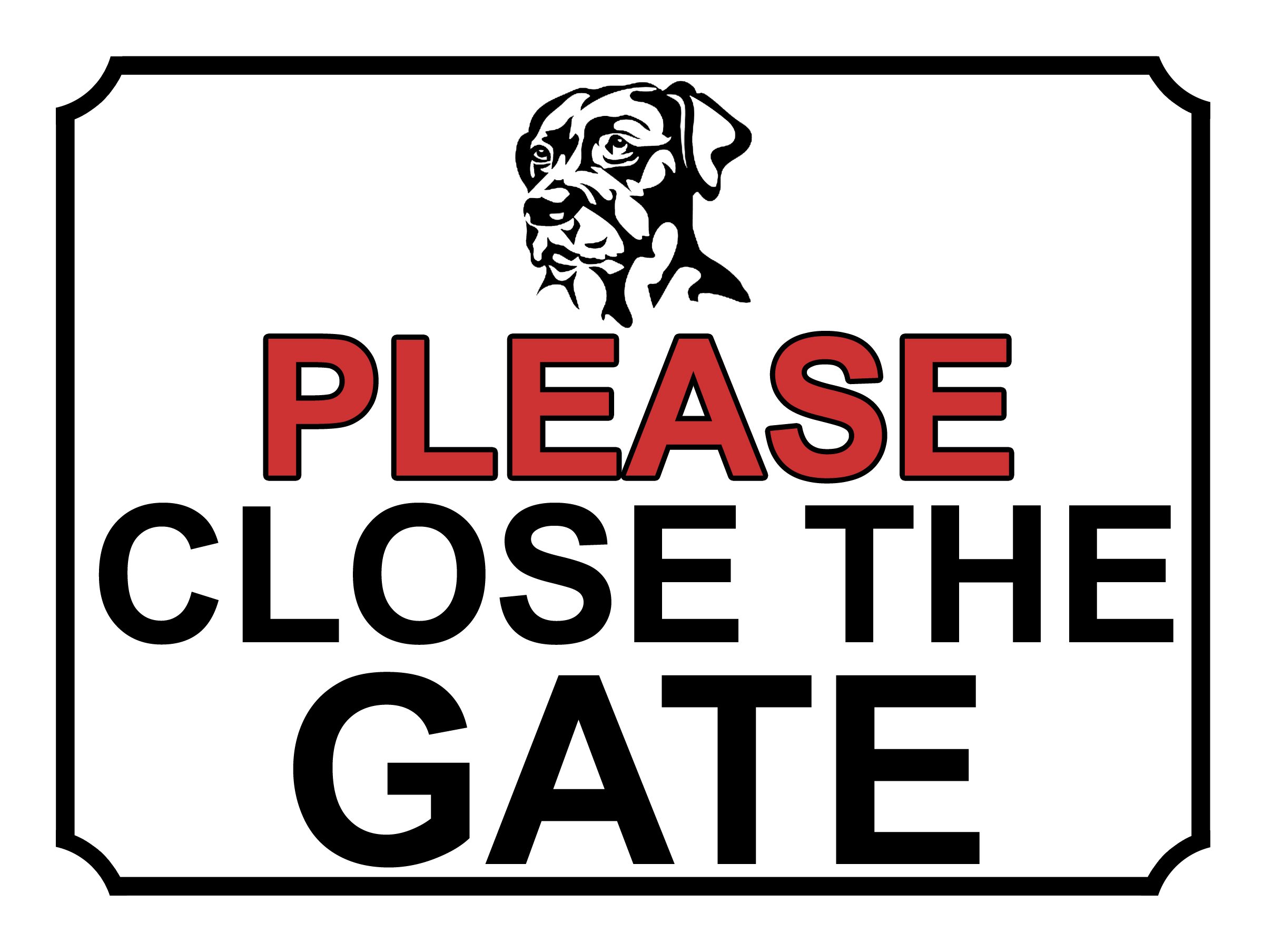 SHAWPRINT PLEASE CLOSE THE GATE DOG THEME METAL SIGN 200MM X 150MM (479H1)