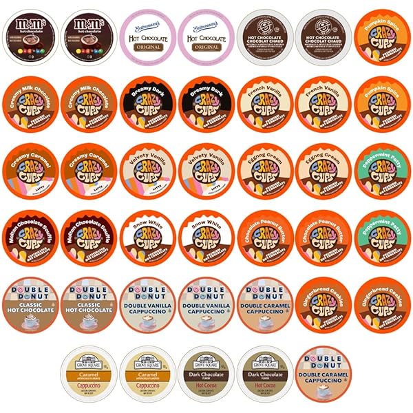 CRAZY CUPS CAPPUCCINO & HOT CHOCOLATE VARIETY PACK, INCLUDING FLAVORED HOT CHOCOLATE & CAPPUCCINO COFFEE FOR KEURIG K CUP MACHINES, COFFEE GIFT SET, HOT CHOCOLATE GIFT SET, 40 COUNT(PACK OF 1)