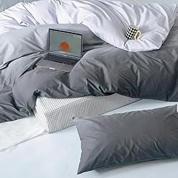 CLOTHKNOW Grey and White Queen Comforter Set 3Pcs