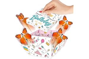 FETTIPOP DIY Butterfly Explosion Gift Box (Birthday) DIY 7.1x5.5x4.3 inches, Surprise Flying Butterfly Box Prank
